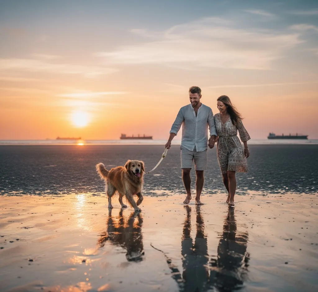 Endloser Sandstrand in Sahlenburg - perfekt für Hunde zum Springen und Spielen